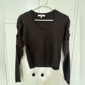 Frame Denim Cashmere Sweater, Gathered sleeves, Brown